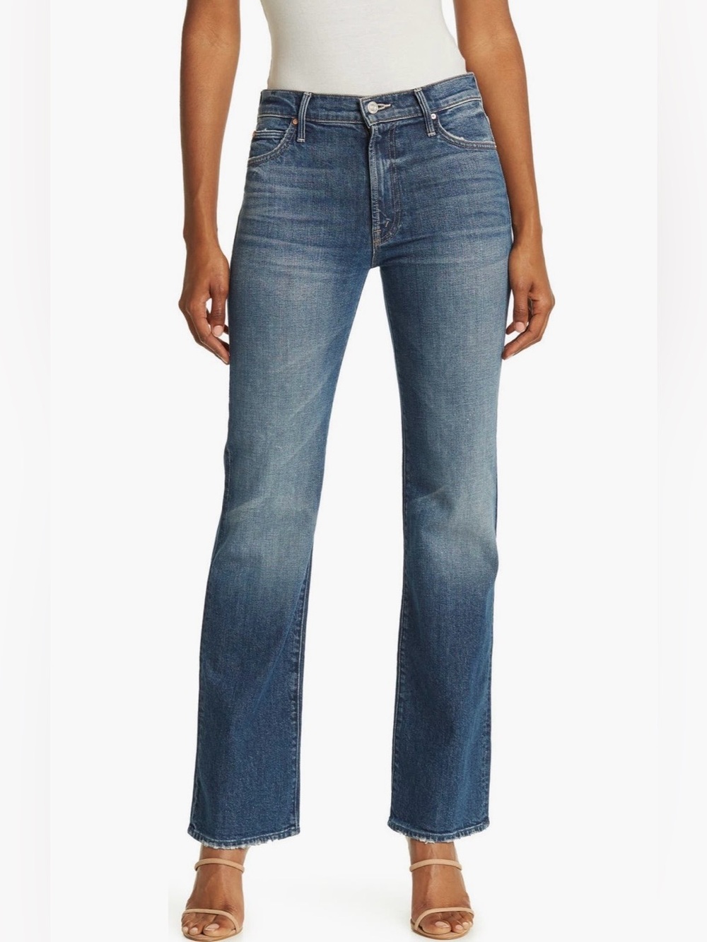 MOTHER Straight Leg Jeans in Medium Blue Wash